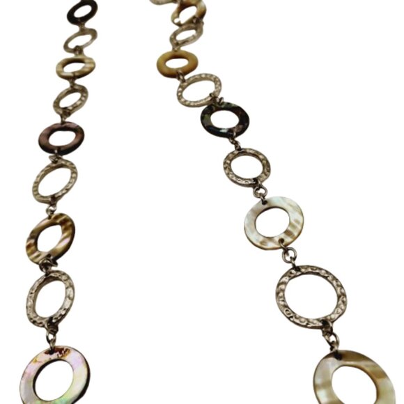 Long Lia Sophia Abalone and Silver-tone Loop Chain Necklace - Picture 11 of 15